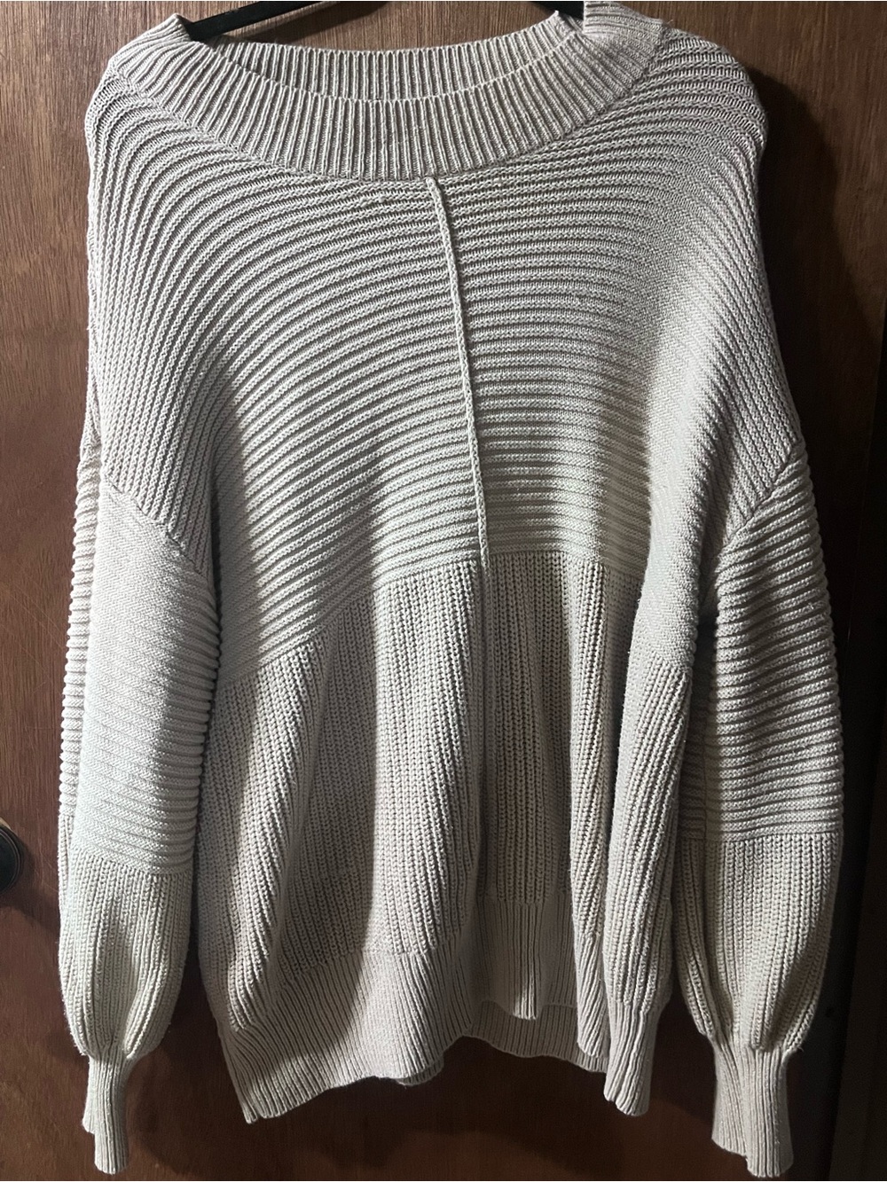 Daytrip Light Gray Ribbed Crewneck Sweater